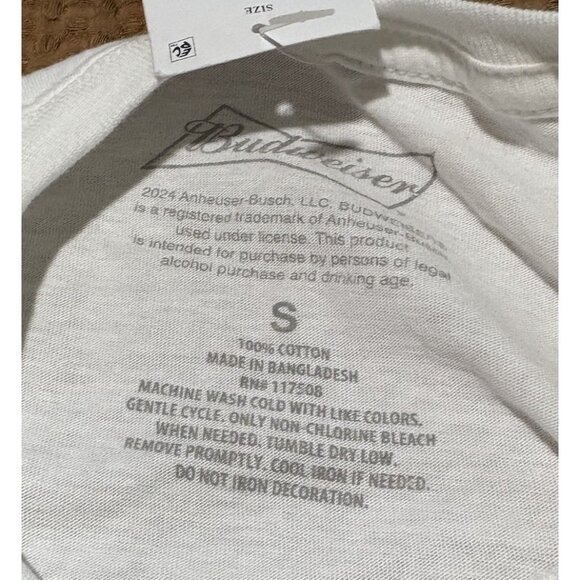 Men's Short Sleeve T- Shirt Budweiser Size S White Bud Logo Anheuser Busch - Picture 3 of 6